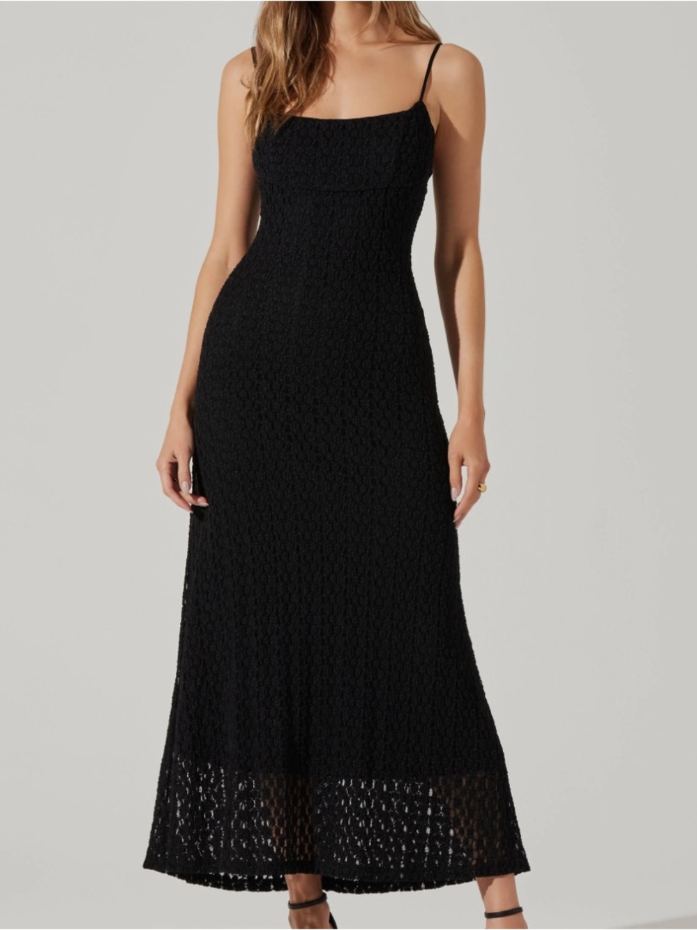 Astr Renaisse Textured Maxi Dress Black Size Small Bohemian Goth Vacation Travel